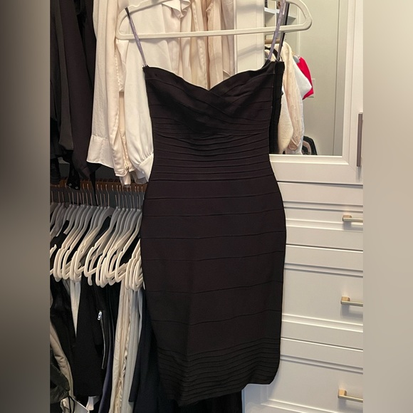 Authentic Herve Leger Black Strapless Sweetheart Bandage Dress size xs - Picture 1 of 3